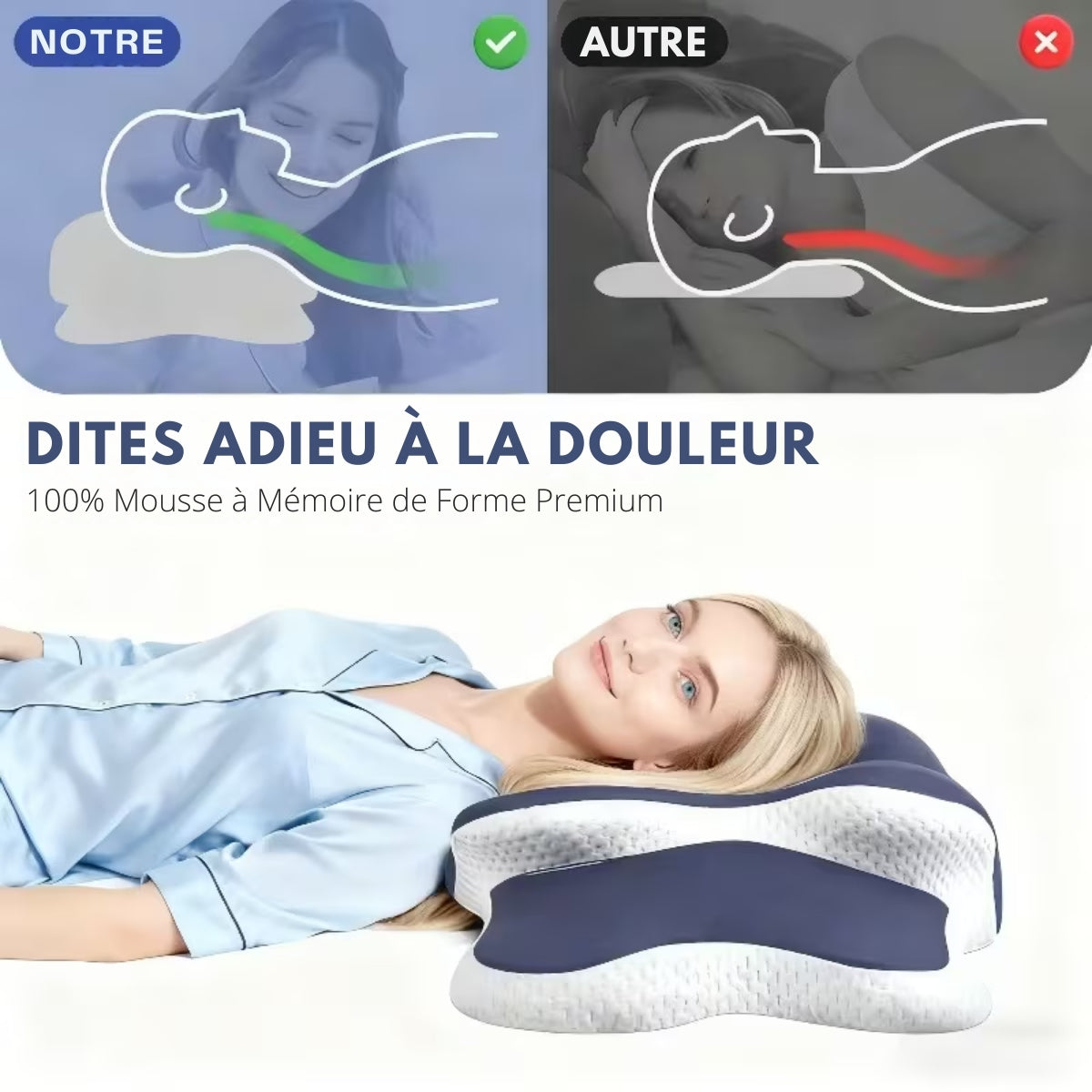 ComfortFlex™ Ergonomic Memory Foam Sleep Pillow for Neck & Spine Support